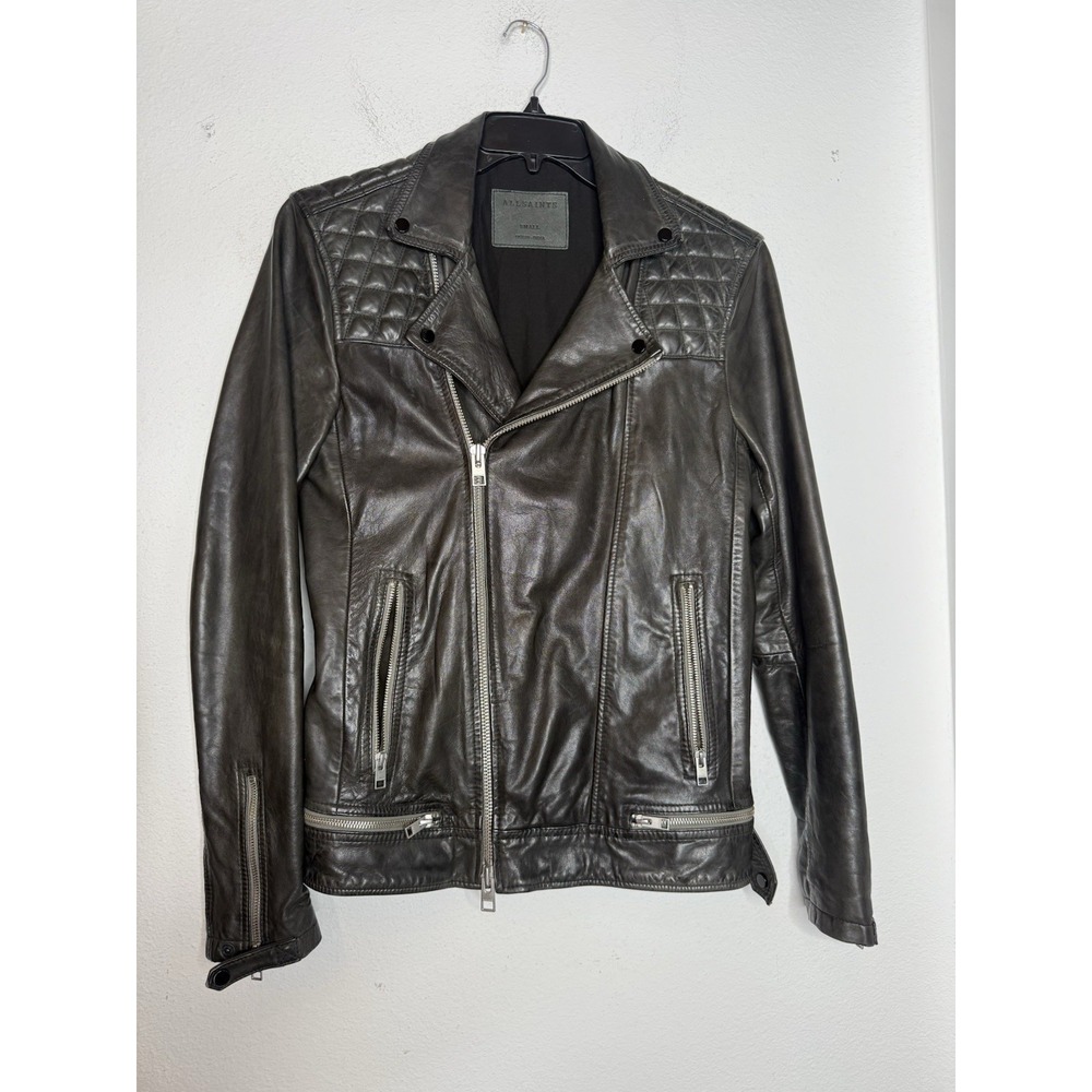 ALLSAINTS Conroy Leather Biker Jacket Black Size Small Men's Biker Motorcycle